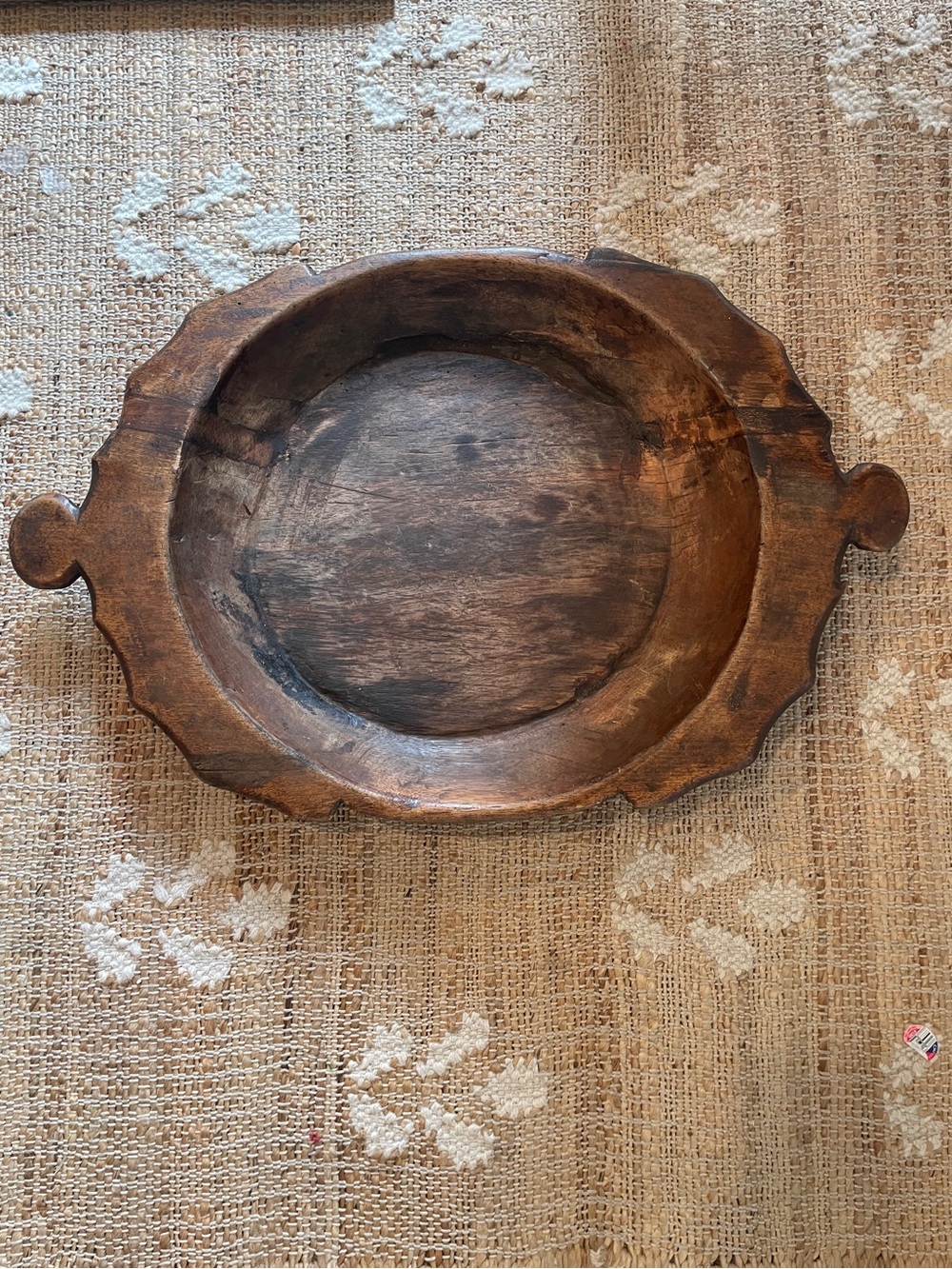 Antique Wooden Parat Dough Kneading Bowl